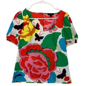 J. Crew Multicolor Floral Blouse